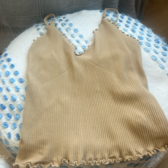 Intimately Free People Tank Top Ribbed Seamless Tan M/L Bodycon Tight - Picture 1 of 2